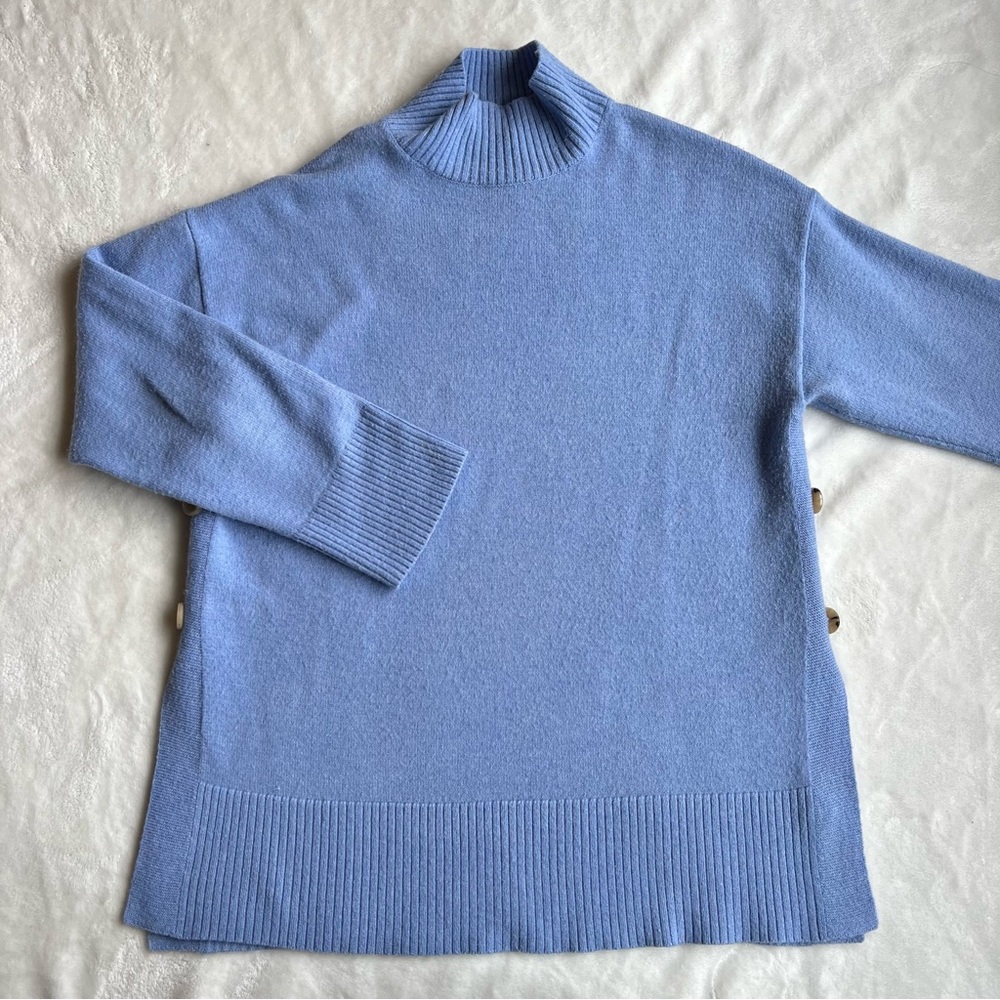 Rw&Co Blue High Neck Knitted Sweater